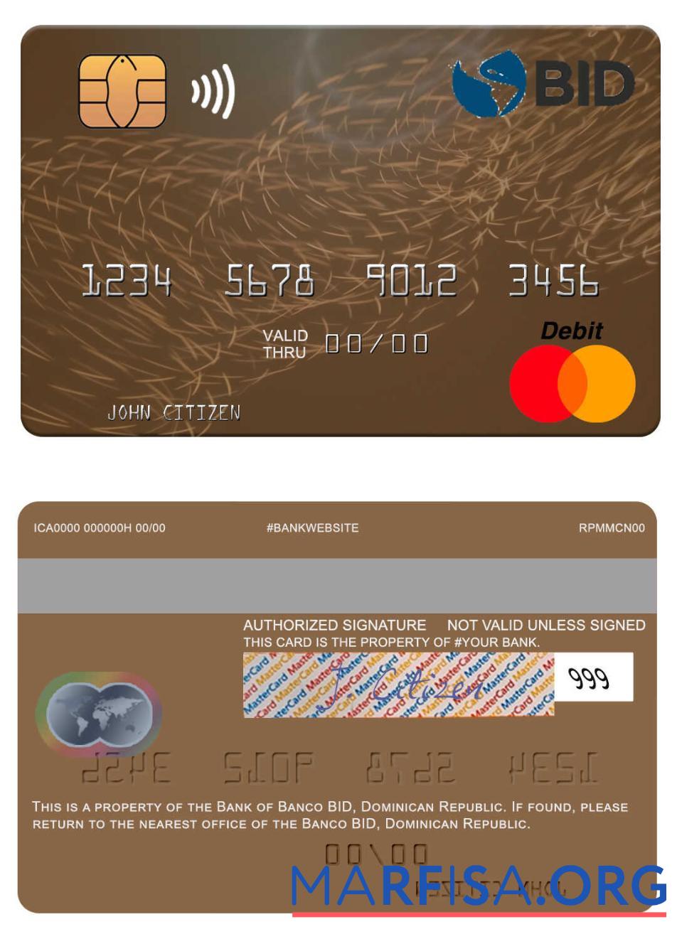 Downloadable Dominican Republic Banco BID mastercard real example